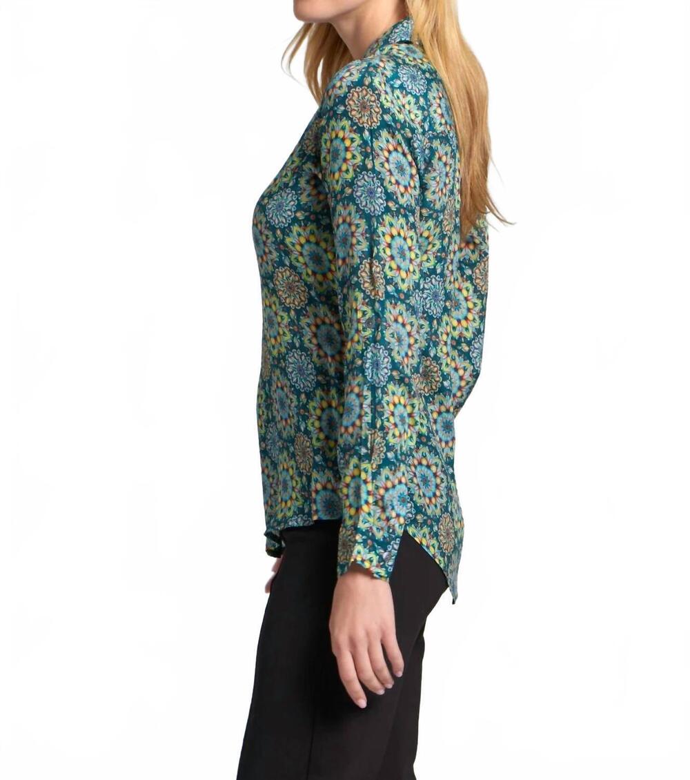 NEW APNY button-up blouse with roll-up sleeves in green - Picture 5 of 6